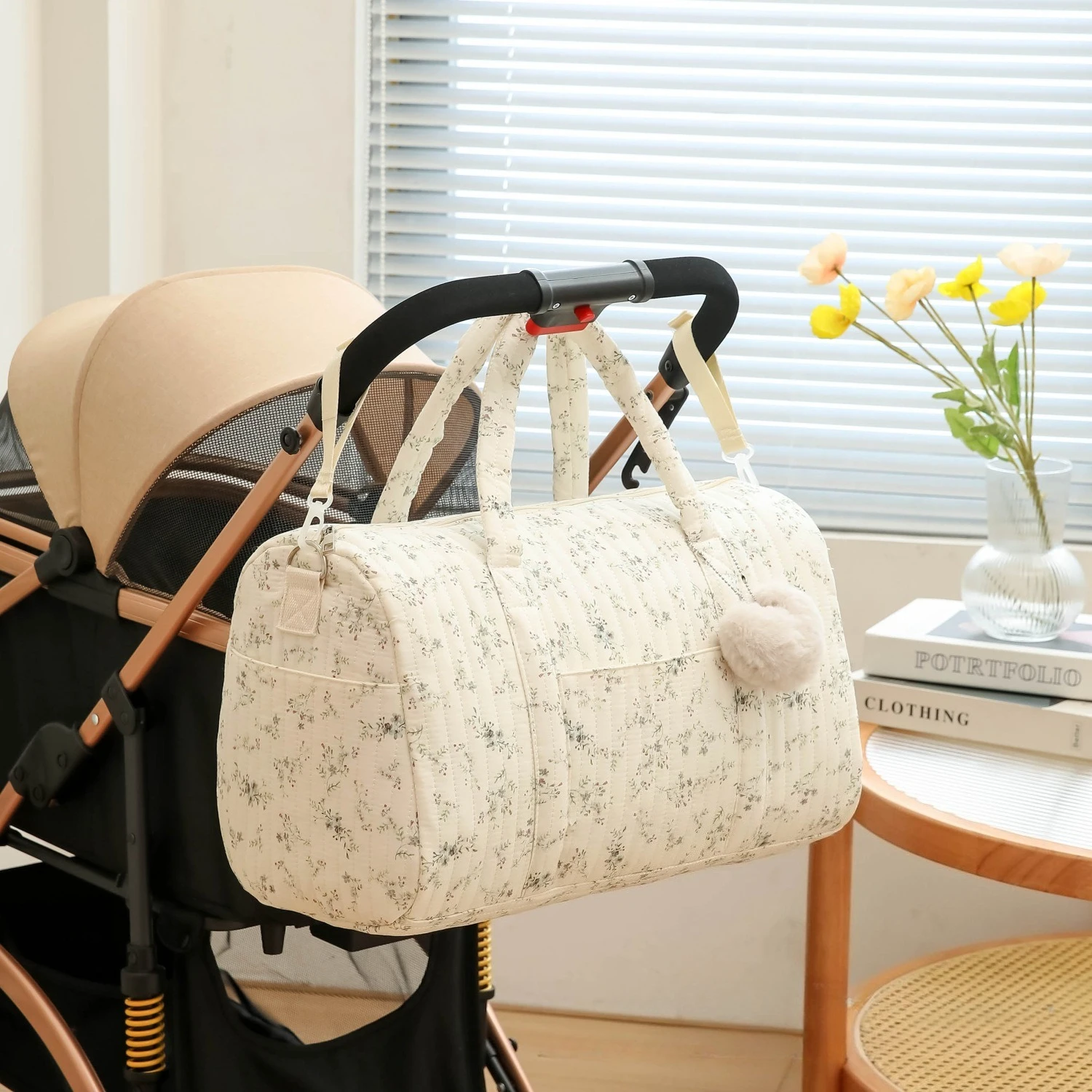 Baby Clothing Hamper - Tas Ibu Bordir Motif Bunga Kapasitas