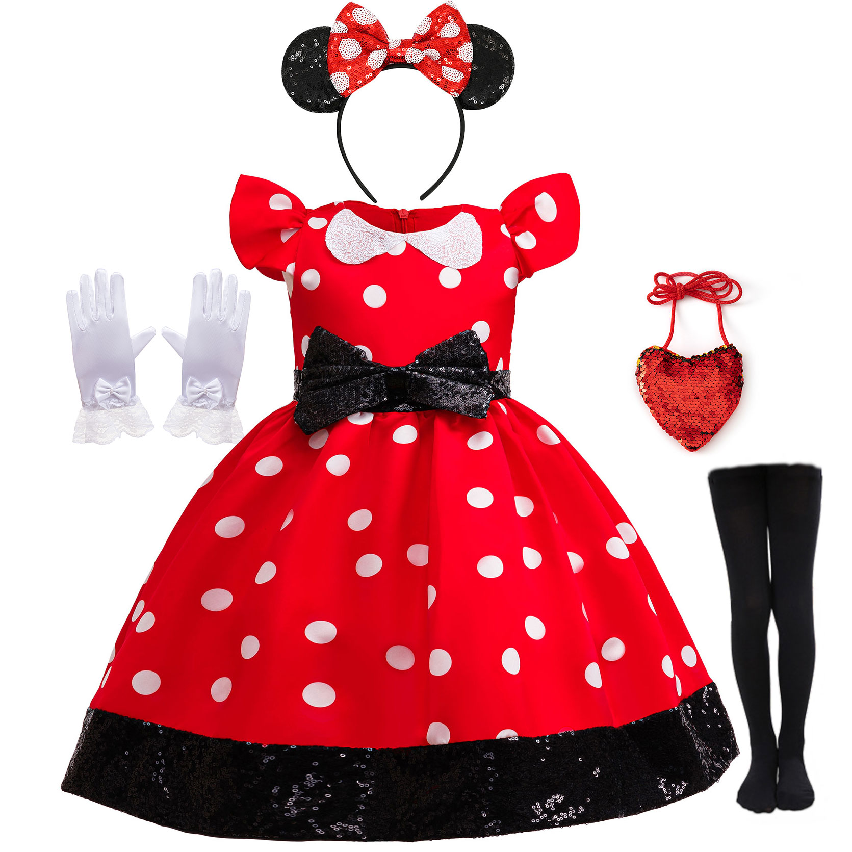 Baby Clothing Size - Gaun Putri Polkadot Merah Putih untuk