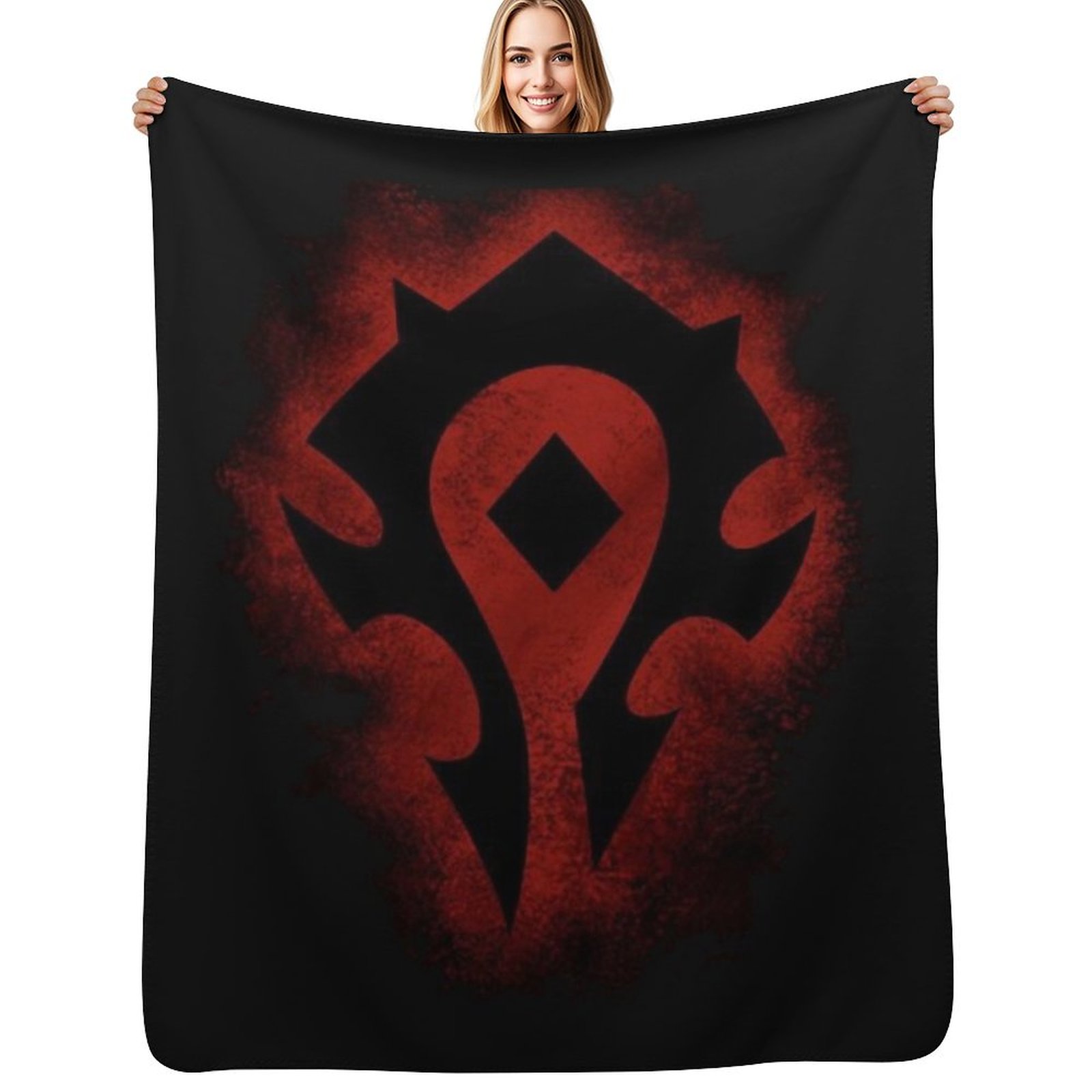 Fleece Sleep Bag - Selimut Lempar Logo Red Horde, Lembut,